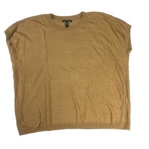 Eileen Fisher Top Crew Neck Cap Sleeve Shell Organic Linen Cotton Women's‎ M